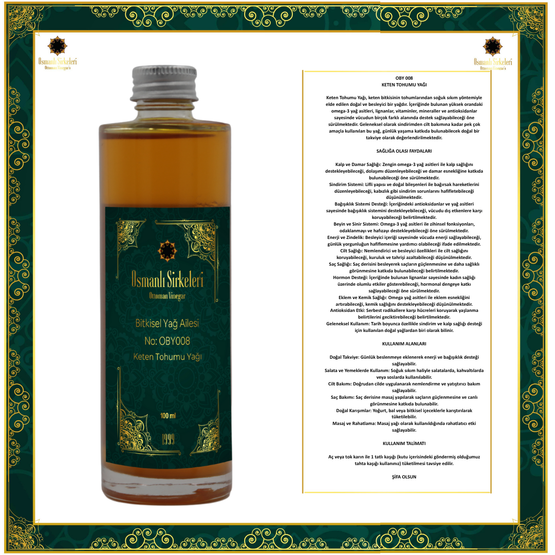 OBY 008 KETEN TOHUMU YAĞI 100ML