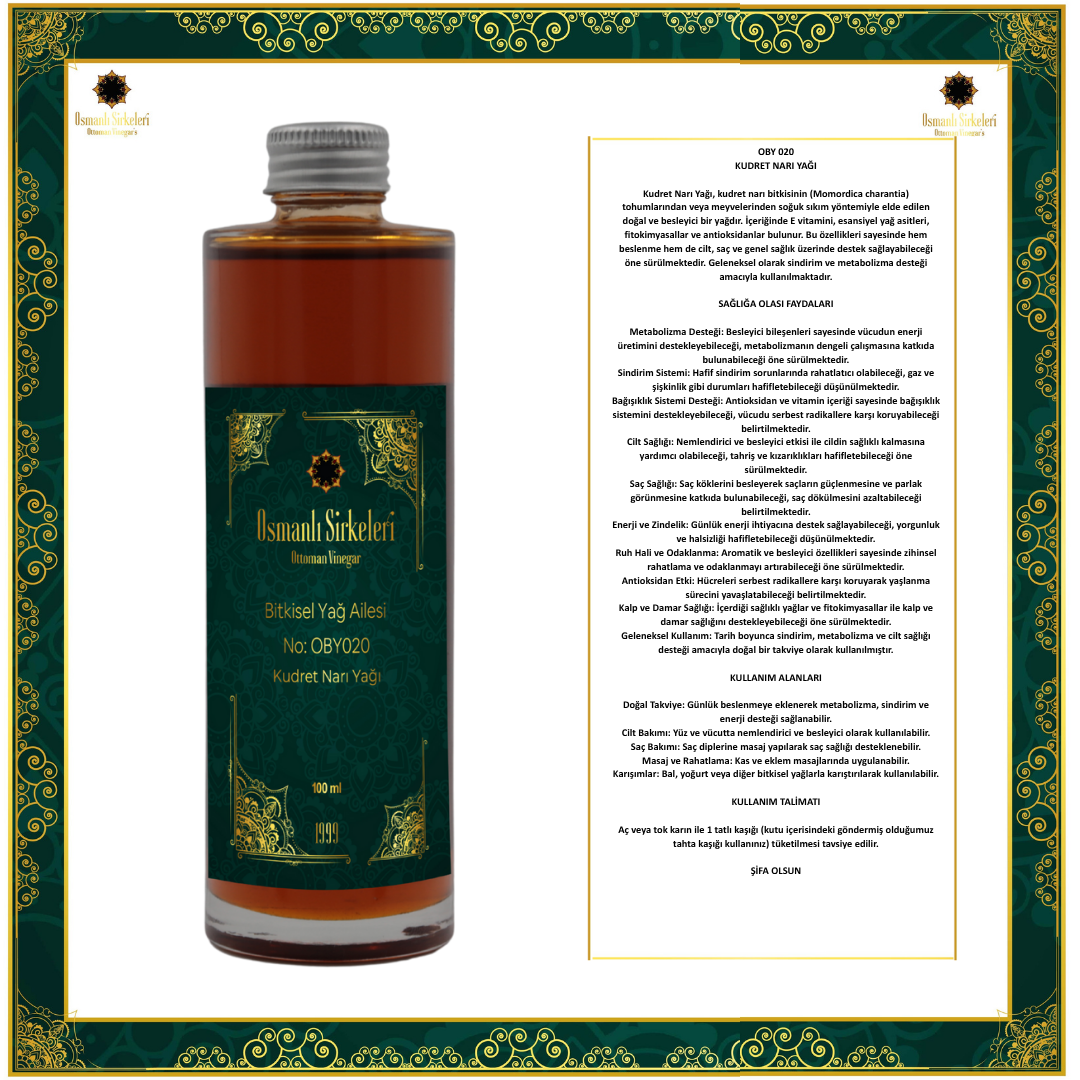 OBY 020 KUDRET NARI YAĞI 100ML