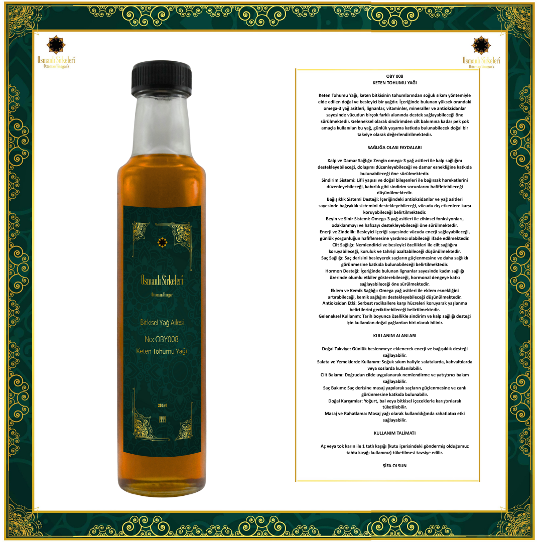 OBY 033  KETEN TOHUMU YAĞI 250ML