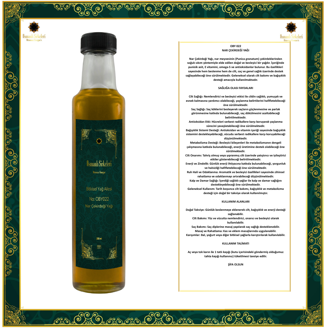 OBY 047  NAR ÇEKİRDEĞİ YAĞI 250ML