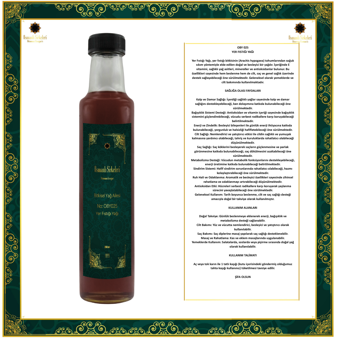 OBY 050  YER FISTIĞI YAĞI 250ML