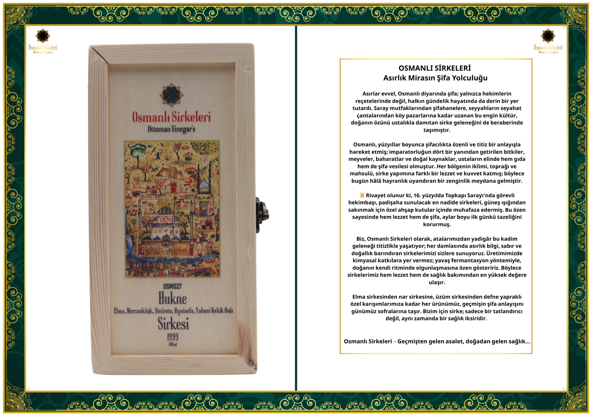 OSM 027  HUKNE  (Elma, Mercanköşk, Sinirotu, Aynısefa, Yabani Kekik Balı)  SİRKESİ