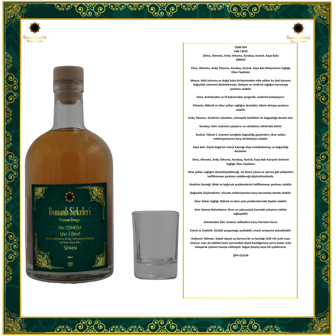 OSM 034  USR-İ BEVİ  (Elma, Altınotu, Ardıç Tohumu, Karabaş, Kızılcık, Kaya Balı)  SİRKESİ