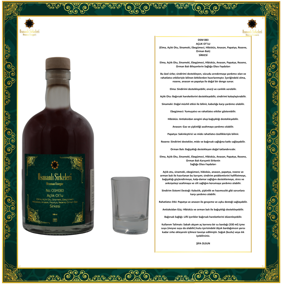 OSM 083 AÇLIK OT’LU (Elma, Açlık O., Sinameki, Ebegüm., Hibisküs, Anason, Papatya, Orman B.) SİRKESİ