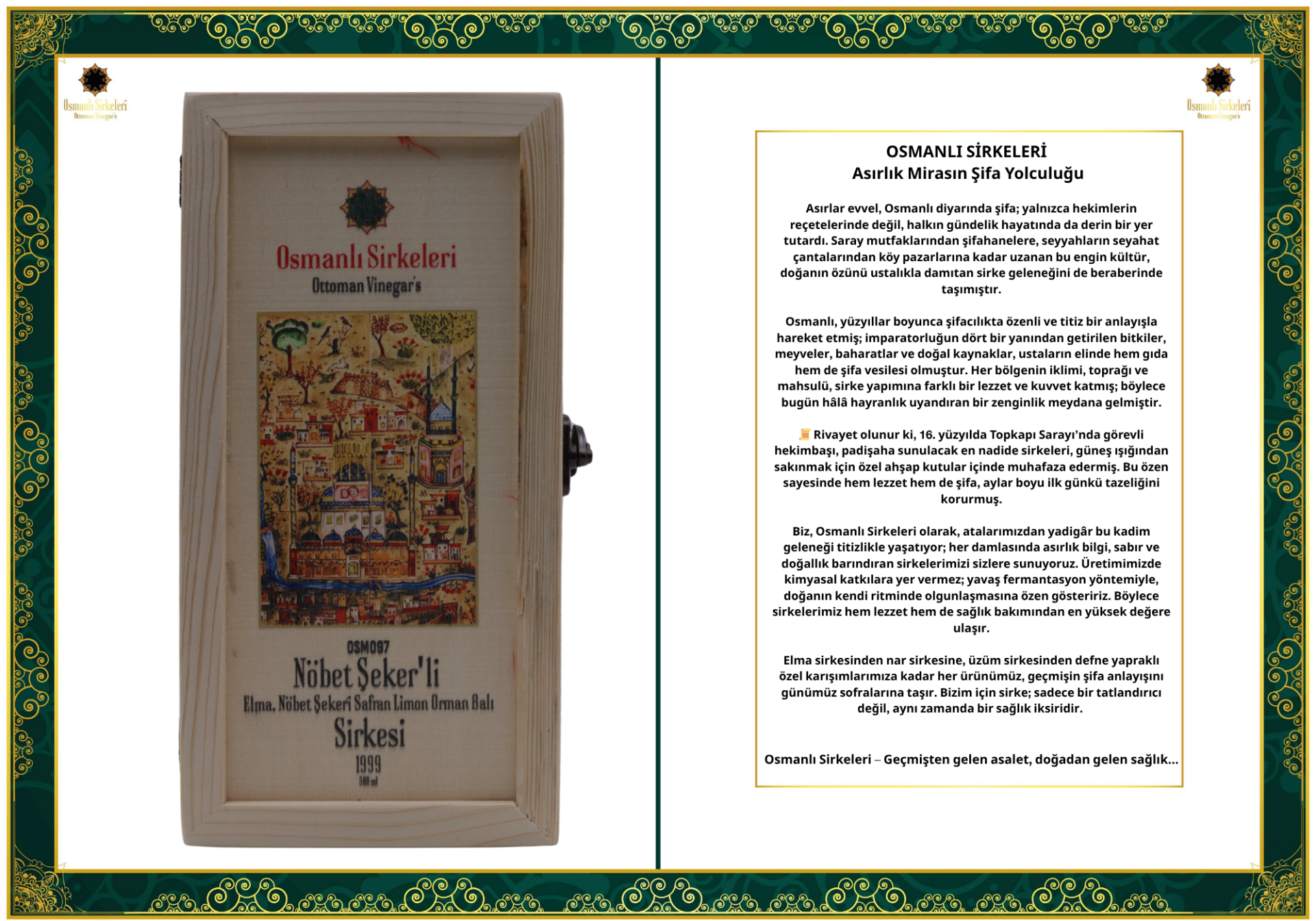 OSM 097  NÖBET ŞEKER’Lİ  (Elma, Nöbet Şekeri Safran Limon Orman Balı)  SİRKESİ